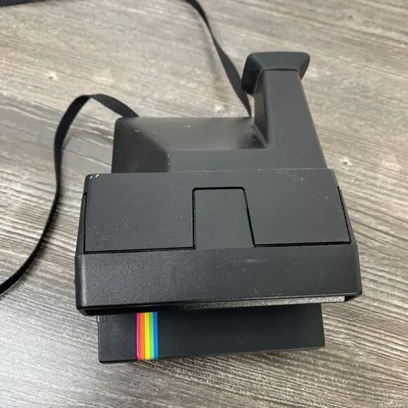 Vintage  One Step 600 Land Camera Rainbow Stripe w/Strap Black (WORKING)  Photo & Video